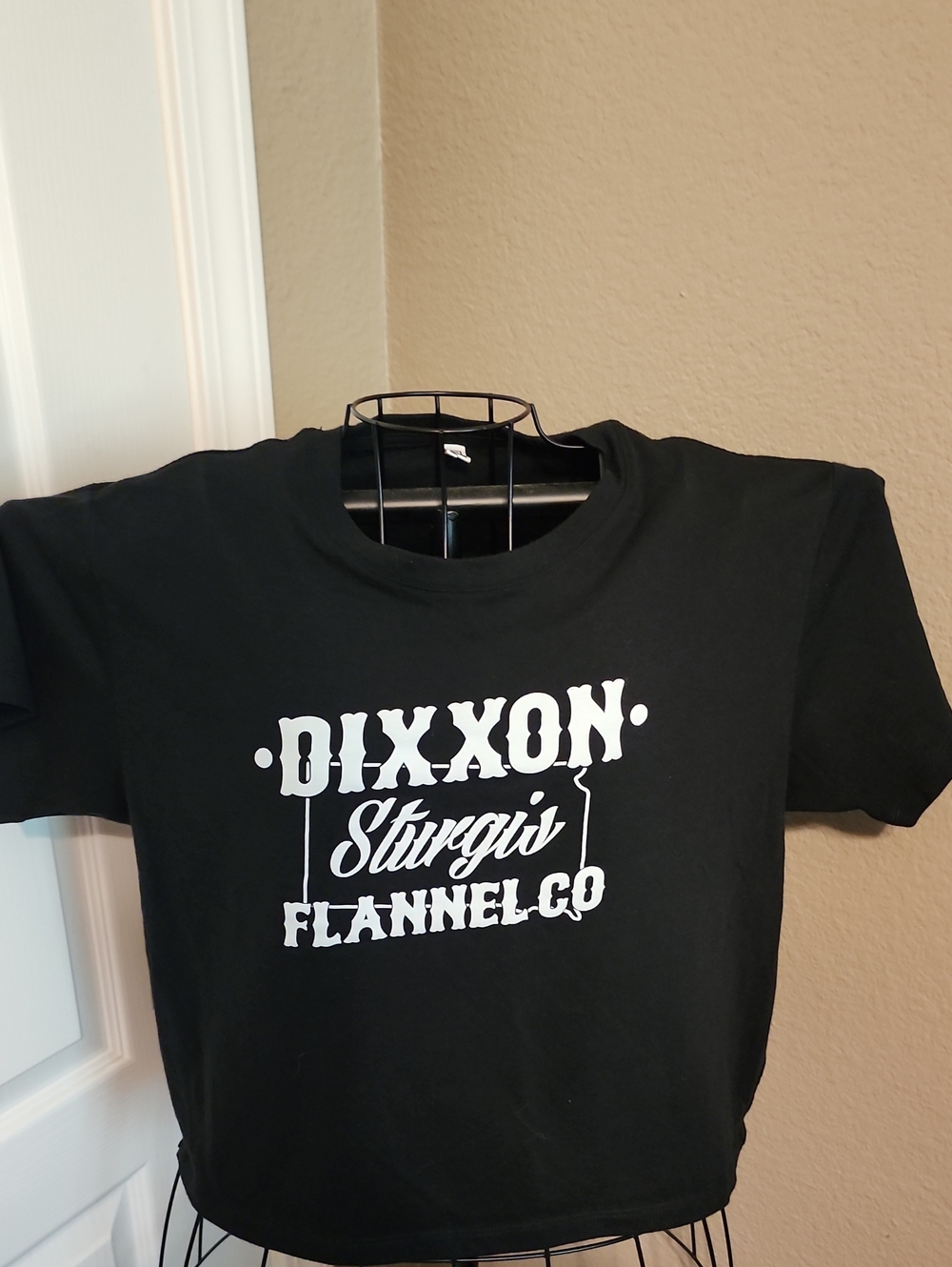 DIXXON Cropped Black Tee with White Sturgis Logo
